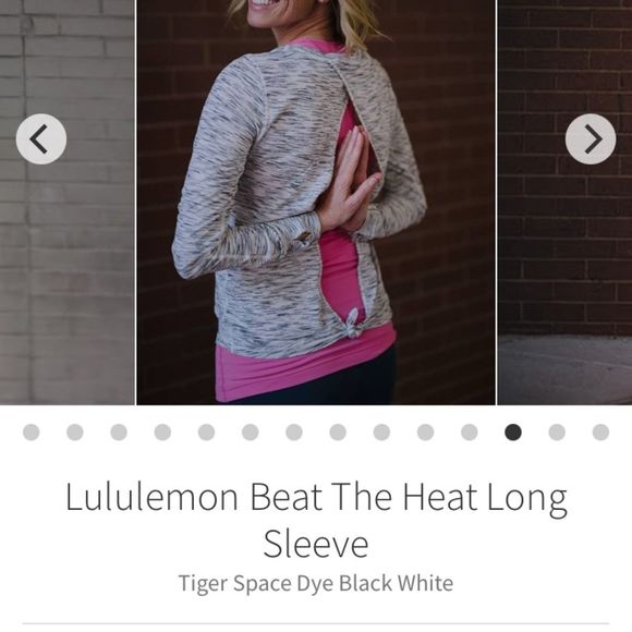 Lululemon Beat the Heat Long Sleeve Tie Back Top Tiger Space Dye Black White 6 - Picture 13 of 13
